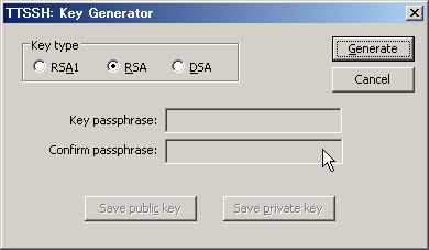 Select a key type and click the Generate button.